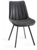 H1030-09-FBK Fontana - Dark Faux Suede Fabric Chairs With Hand Brushing On Black Powder Coated Legs (Pair)