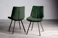 H1030-09-VGN Fontana - Green Velvet Fabric Chairs With Hand Brushing On Black Powder Coated Legs (Pair)