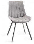 H1030-09-VGY Fontana - Velvet Fabric Chairs With Hand Brushing On Black Powder Coated Legs (Pair)