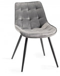 H1035-09-VGY Seurat - Velvet Fabric Chairs With Sand Black Powder Coated Legs (Pair)