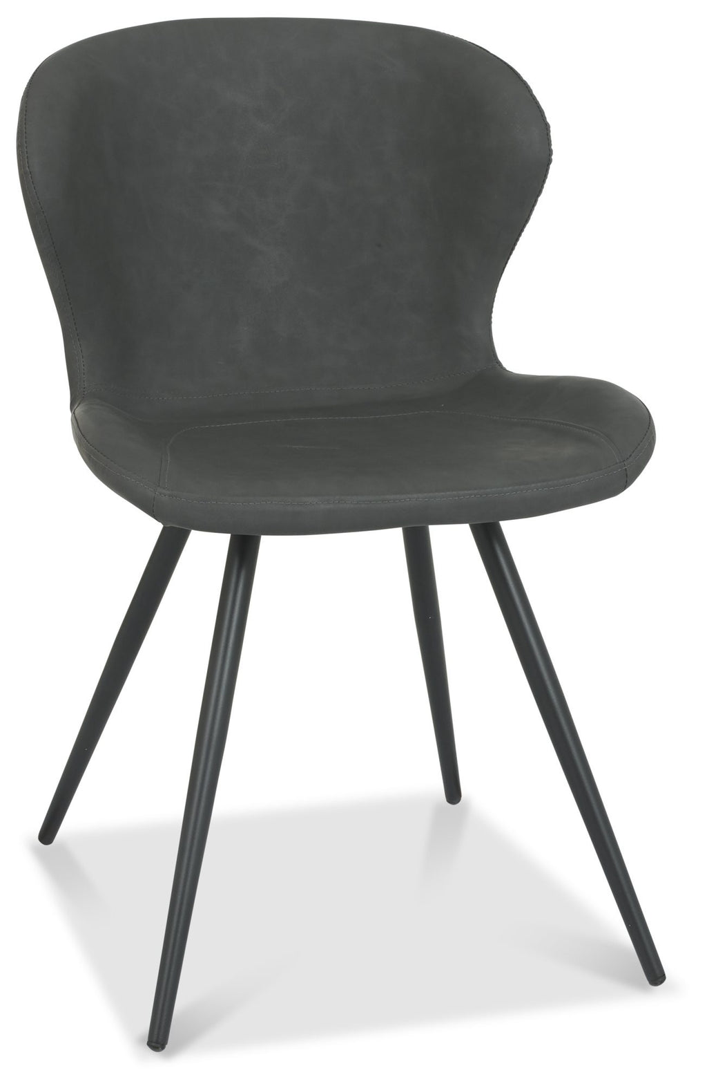 H1080-09-DGV Bistro Scoop Back Dining Chair With Black Sand Powder Coated Leg - Vintage Dark Faux Leather