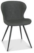 H1080-09-DGV Bistro Scoop Back Dining Chair With Black Sand Powder Coated Leg - Vintage Dark Faux Leather