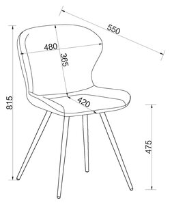 Bistro Scoop Back Dining Chair With Black Sand Powder Coated Leg - Vintage Olive Faux Leather (Pair)