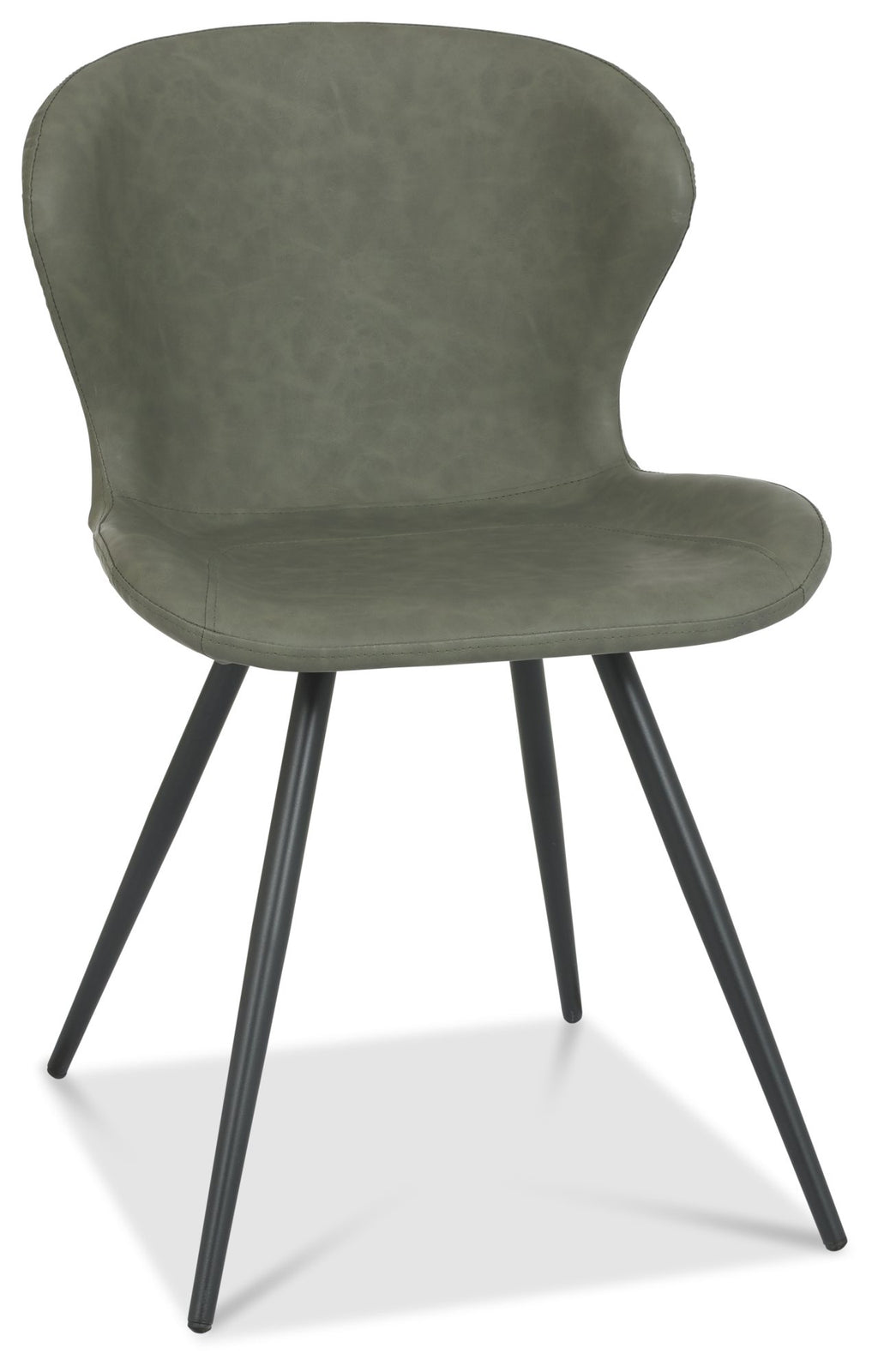 H1080-09-OLV Bistro Scoop Back Dining Chair With Black Sand Powder Coated Leg - Vintage Olive Faux Leather