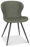 H1080-09-OLV Bistro Scoop Back Dining Chair With Black Sand Powder Coated Leg - Vintage Olive Faux Leather