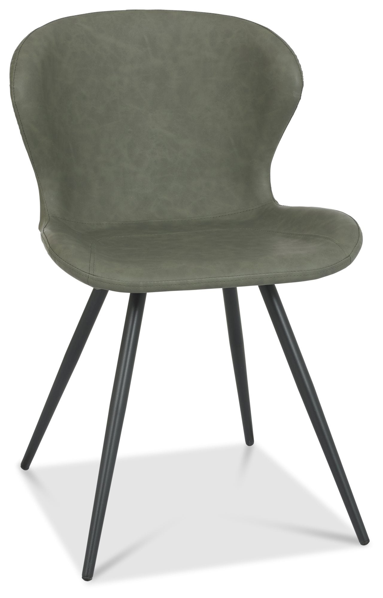H1080-09-OLV Bistro Scoop Back Dining Chair With Black Sand Powder Coated Leg - Vintage Olive Faux Leather