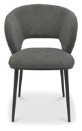 H1090-09-GRG Luca Scoop Back Dining Chair In Graphite Fabric With Matte Black Legs