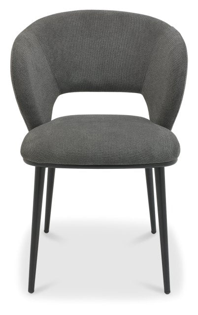 H1090-09-GRG Luca Scoop Back Dining Chair In Graphite Fabric With Matte Black Legs