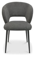 H1090-09-GRG Luca Scoop Back Dining Chair In Graphite Fabric With Matte Black Legs
