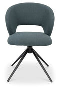 H2010-09-BLU Stella Scoop Back Swivel Chair In Blue Fabric With Black Sand Powder Coated Legs