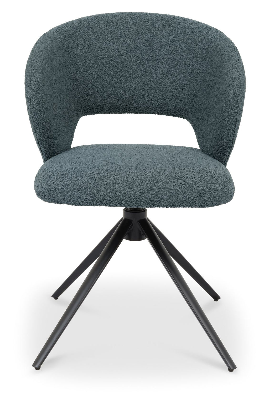 H2010-09-BLU Stella Scoop Back Swivel Chair In Blue Fabric With Black Sand Powder Coated Legs