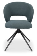 H2010-09-BLU Stella Scoop Back Swivel Chair In Blue Fabric With Black Sand Powder Coated Legs