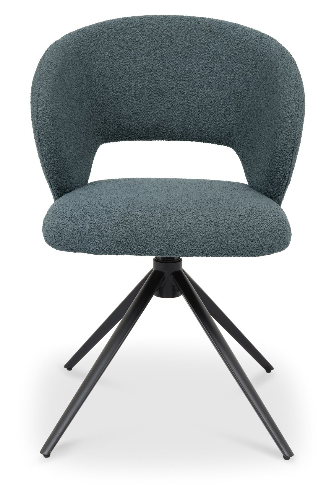 H2010-09-BLU Stella Scoop Back Swivel Chair In Blue Fabric With Black Sand Powder Coated Legs