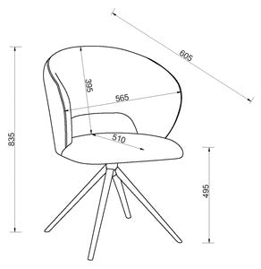 Stella Scoop Back Swivel Chair In Blue Fabric With Black Sand Powder Coated Legs (Pair)