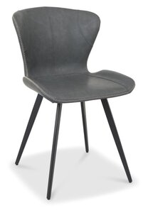 Garcia Scoop Back Chair In Dark Vintage Faux Leather With Black Sand Powder Coated Legs (Pair)