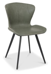 Garcia Scoop Back Chair In Olive Vintage Faux Leather With Black Sand Powder Coated Legs (Pair)