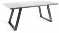 H5010-4 Hirst Painted Tempered Glass 6 Seater Dining Table With Hand Brushing On Black Powder Coated Base