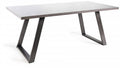 H5010-4 Hirst Painted Tempered Glass 6 Seater Dining Table With Hand Brushing On Black Powder Coated Base