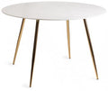 H5091-9 Francesca White Marble Effect Tempered Glass 4 Seater Dining Table With Matt Gold Plated Legs