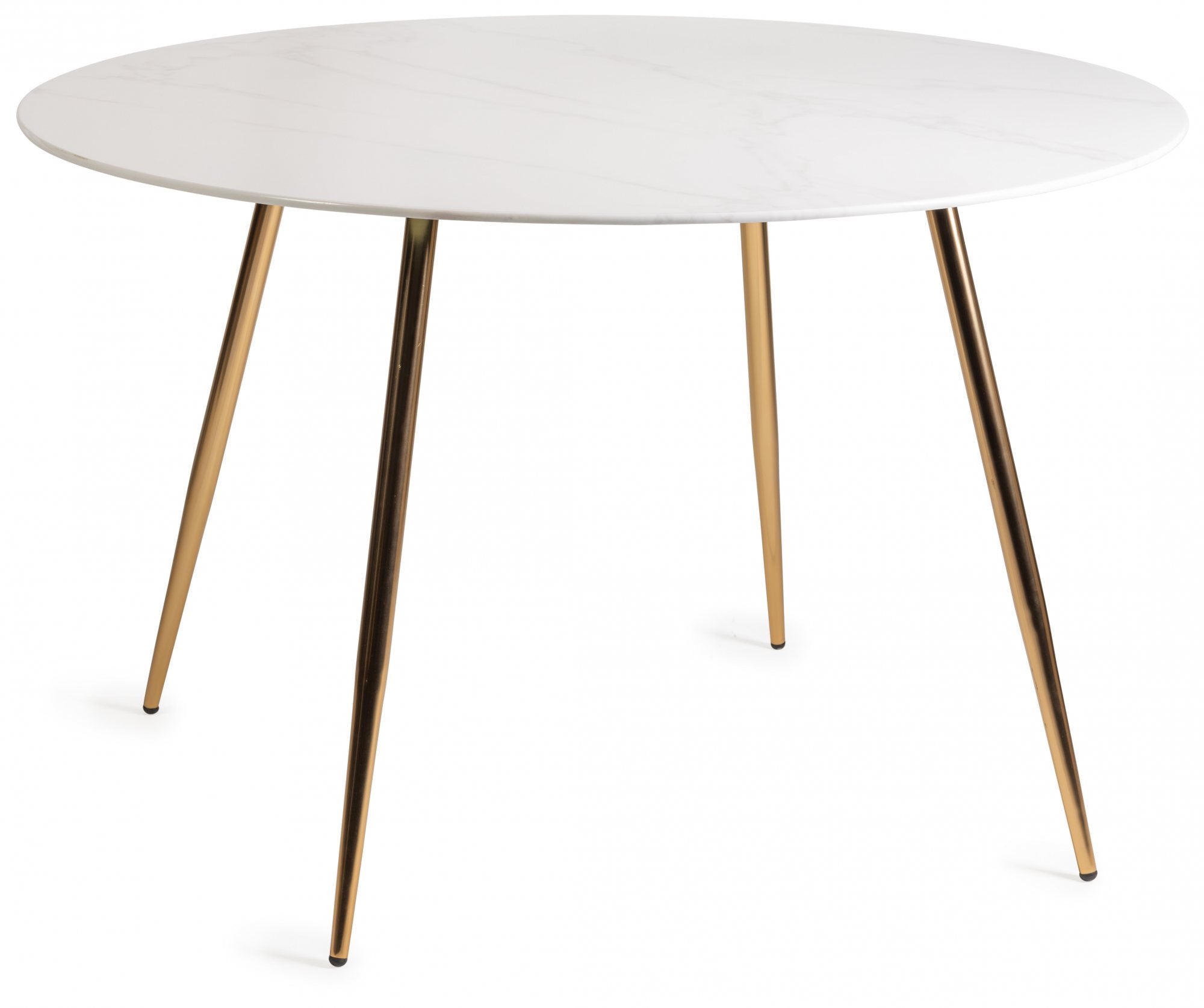 H5091-9 Francesca White Marble Effect Tempered Glass 4 Seater Dining Table With Matt Gold Plated Legs
