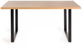 H5100-4-LU Ramsay Rustic Effect Melamine 6 Seater Dining Table With U Shape Sand Black Powder Coated Legs