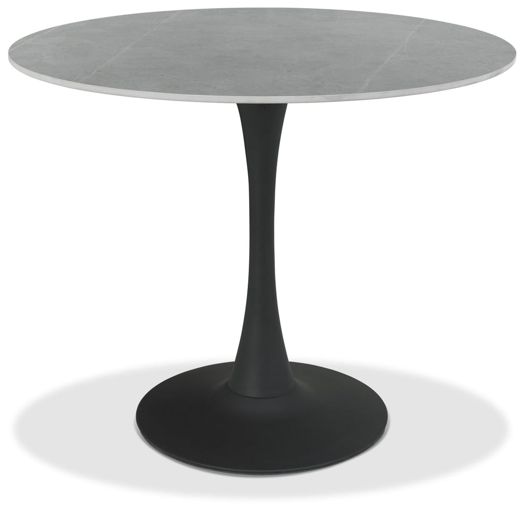 H5125-9 Bistro Matte Sintered S Circular Dining Table With Black Sand Powder Coated Base