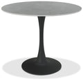 H5125-9 Bistro Matte Sintered S Circular Dining Table With Black Sand Powder Coated Base