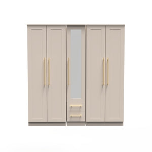 Tall 5 Door 2 Drawer Centre Mirror Robe