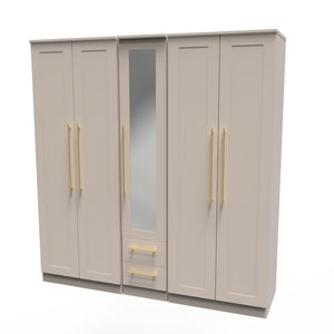HAW191 Tall 5 Door 2 Drawer Centre Mirror Robe