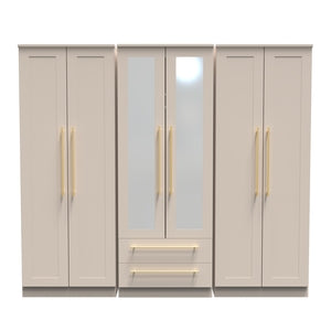 Tall 6 Door 2 Drawer Centre Mirror Robe