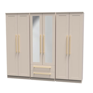 HAW192 Tall 6 Door 2 Drawer Centre Mirror Robe