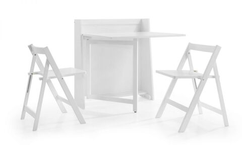 HEL001 Compact Folding White Dining Set
