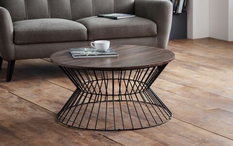Round Wire Coffee Table - Walnut