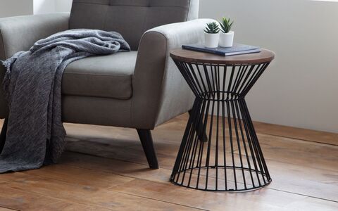 Round Wire Lamp Table - Walnut