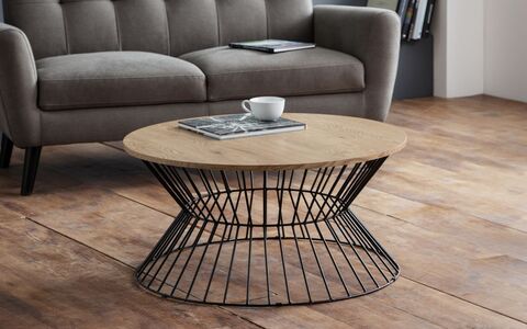 Round Wire Coffee Table - Euro Oak
