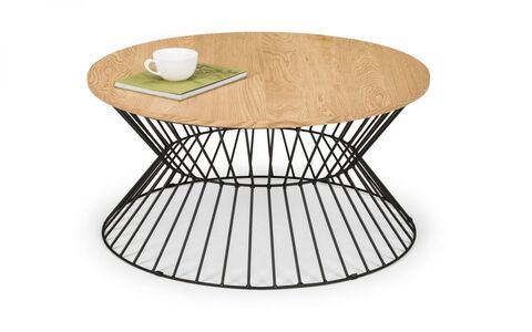 JER003 Round Wire Coffee Table - Euro Oak