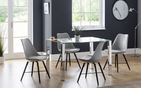 Dining Chair - Grey Seat & Black Legs