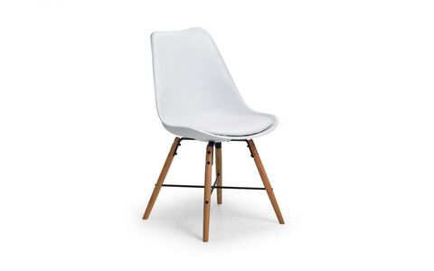 KAR003 Dining Chair - White Seat & Oak Legs