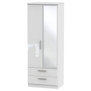 KNI082 Tall 2ft6in 2 Drawer Mirror Robe