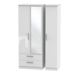 KNI142 Tall Triple 2 Drawer Mirror Robe