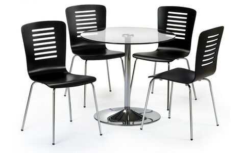 Chrome & Glass Pedestal Table