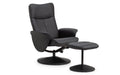 LUG001 Recliner & Stool With Covered Base - Black