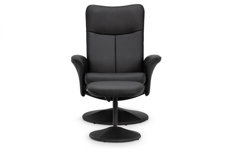 Recliner & Stool With Covered Base - Black