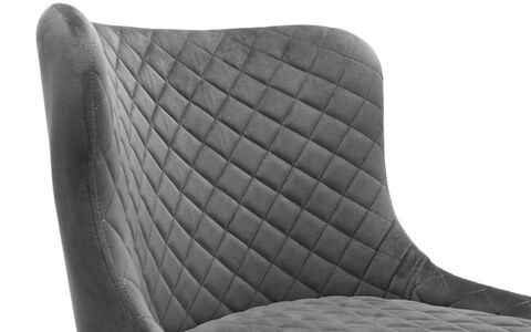 Velvet Bar Stool - Grey
