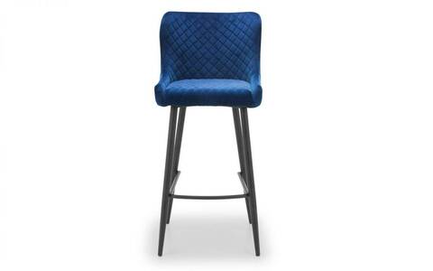 Velvet Bar Stool - Blue