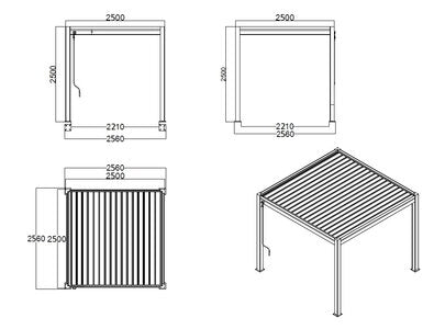 Saturn Aluminium Pergola - 2.5m x 2.5m Oyster Stone