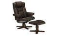 MAL001 Swivel Recliner & Stool Brown