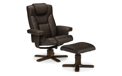 MAL001 Swivel Recliner & Stool Brown