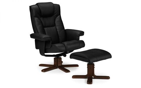 MAL003 Swivel Recliner & Stool Black