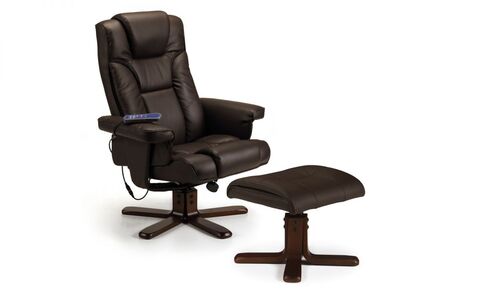 MAL005 Massage Recliner & Stool Brown